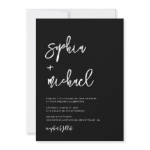 Modern Contemporary Script Black White Bröllop