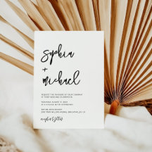 Modern Contemporary Script Black White Bröllop