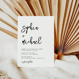 Modern Contemporary Script Black White Bröllop Inbjudningar