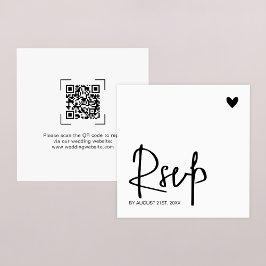 Modern Contemporary Wedding QR Code Online RSVP Anteckningskort