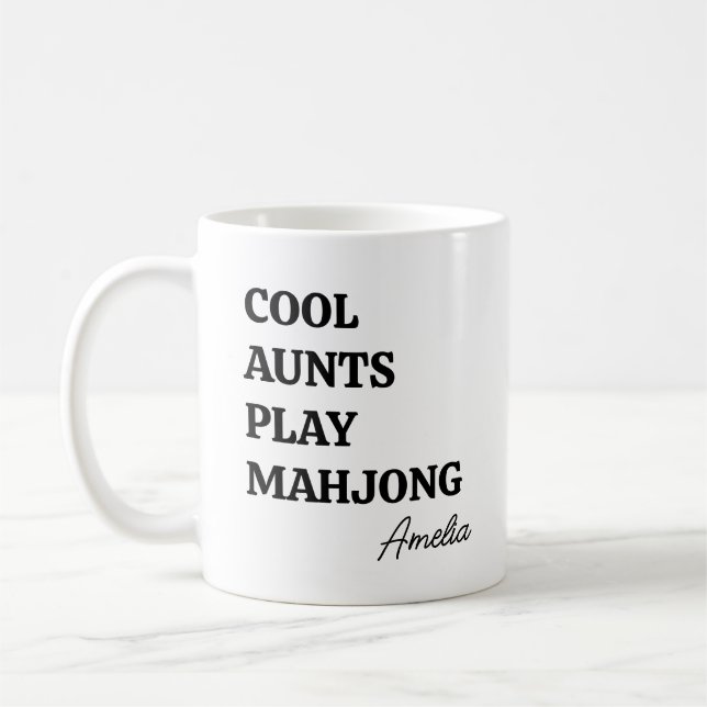 Modern Cool Aunts Play Mahjong Name Quote Kaffemugg (Vänster)