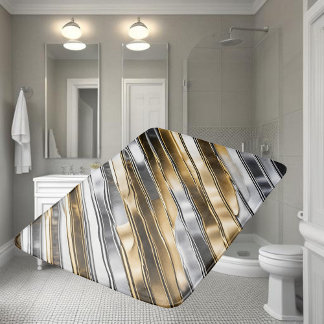 Modern, cool, chic, silver and gold stripe pattern badrumsmatta