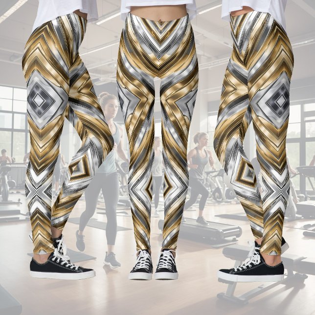 Modern, cool, chic, silver and gold stripe pattern leggings (Skapare uppladdad)