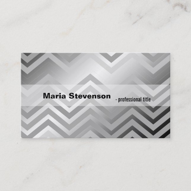 Modern, cool, elegant silver-chevron professionell visitkort (Framsida)