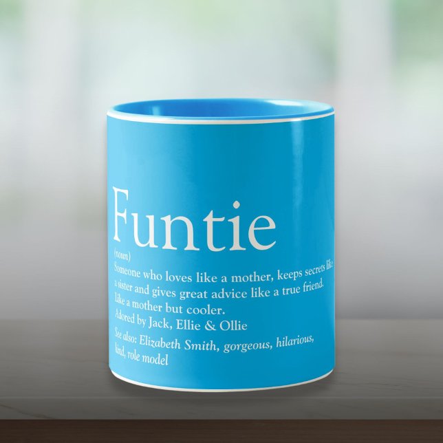 Modern Cool Funtie Faster Moster Definition Två-Tonad Mugg (Modern Cool Funtie Aunt Auntie Definition Two-Tone Coffee Mug)