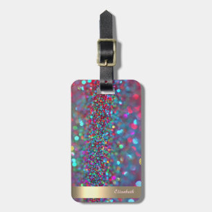 Modern Cool Glitter Guld Rand - Personlig Bagagebricka