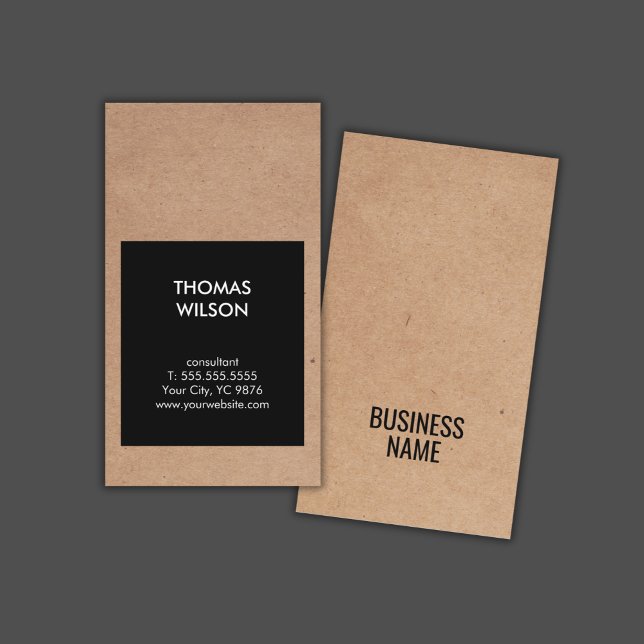 Modern Cool Kraft Paper Black Consultant Visitkort (Skapare uppladdad)