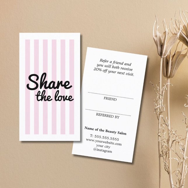 Modern Cool Pink Stripes Black Bold Salon Rabattkort (Skapare uppladdad)