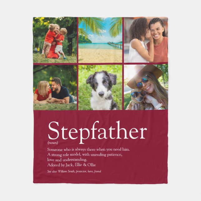 Modern Cool Styvpappa Steppappa Fotokollage Fleecefilt (Framsidan)