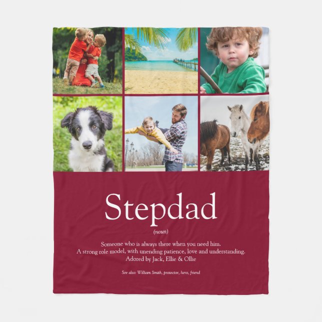 Modern Cool Styvpappa Steppappa Fotokollage Fleecefilt (Framsidan)