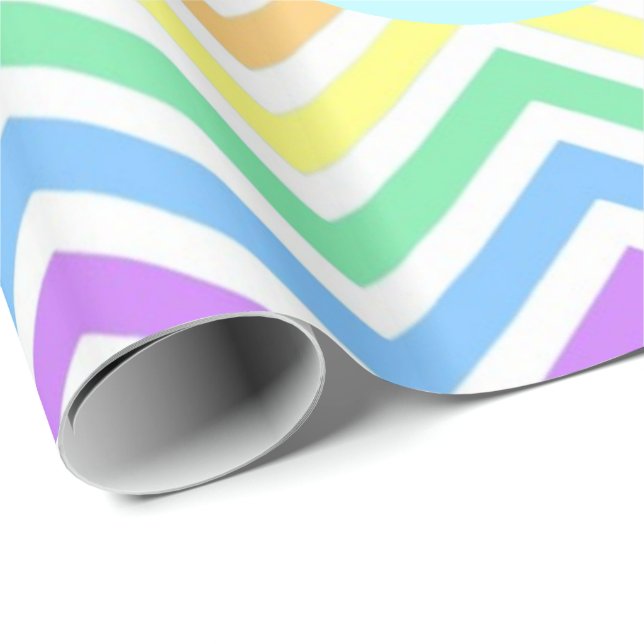 Modern, cool, trendig färgrik regnbåge-chevron presentpapper (Rullad Hörn)