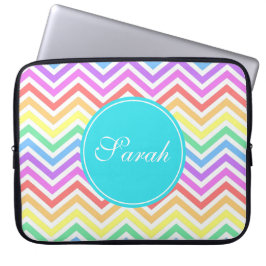 Modern, cool, trendig regnbågsskjutande monogram laptop sleeve