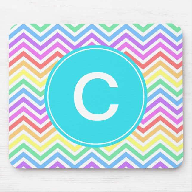 Modern, cool, trendig regnbågsskjutande monogram musmatta (Framsidan)