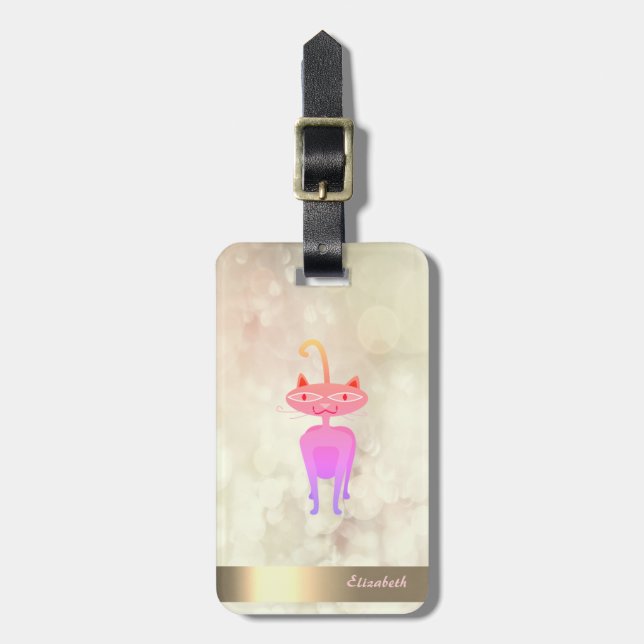 Modern Cool Whimsical Katt ,Bokeh - Personlig Bagagebricka (Vertikal Framsida)