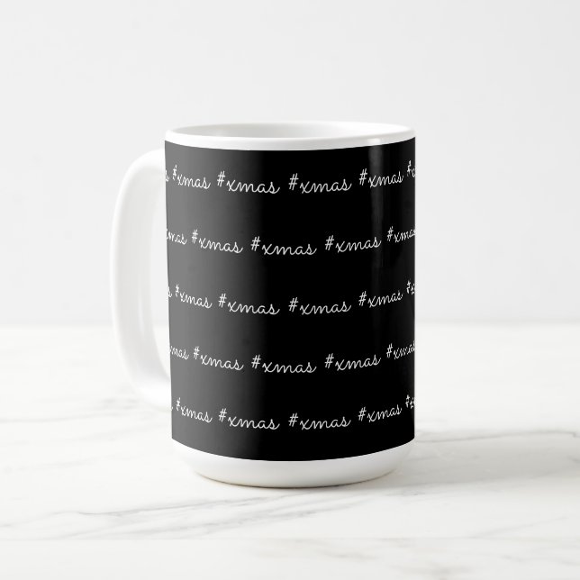 Modern Cool XMAS Svart och vit mönster Kaffemugg (Framsida vänster)