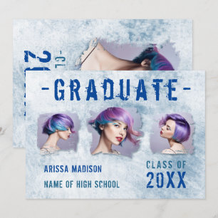 Modern Coola 4 Foto Dubbla Sided Blue Studenten Meddelande