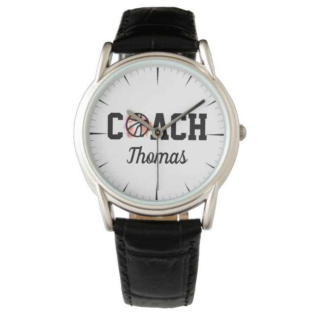 Modern Coola Basketball Coach Boll Graffiti & Namn Armbandsur (Framsida)