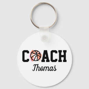 Modern Coola Basketball Coach Boll Graffiti & Namn Nyckelring