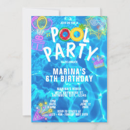 Modern Coola Bassäng Party Sommardag i Inbjudningar
