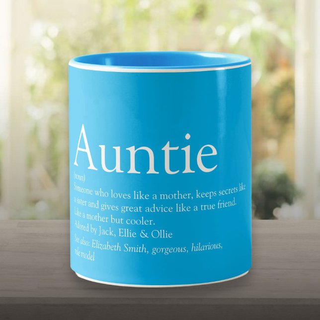 Modern Coola Bästa någonsin Moster-definition Två-Tonad Mugg (Modern Cool Best Ever Aunt Auntie Definition Two-Tone Coffee Mug)
