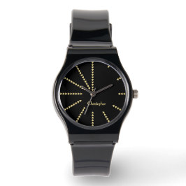 Modern Coola Black Guld Monogrammed Silicone Strap Armbandsur
