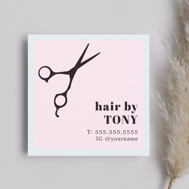 Modern Coola Black Ro Blue Hair Stylist Fyrkantigt Visitkort (Skapare uppladdad)