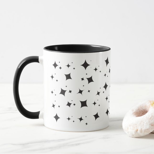 Modern Coola Black Stars Watercolor Mugg (Med munk)