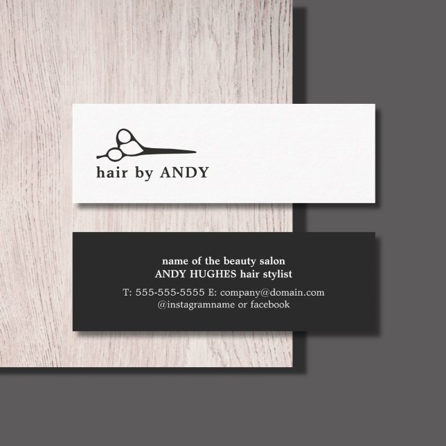 Modern Coola Black White Scissors Hair Mini Visitkort (Skapare uppladdad)