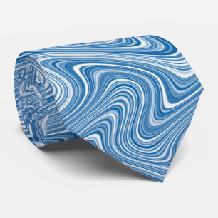 Modern Coola Blue White Grått Curvy Line Mönster Slips