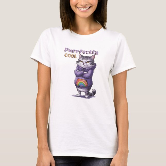 Modern Coola Cat Funny T Shirt (Framsida)
