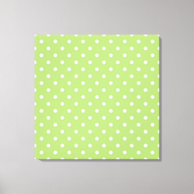 Modern, coola digital konst, limgrön polka dots. canvastryck (Framsida)