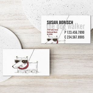 Modern Coola Dog Walker White Profile Card-mall Visitkort