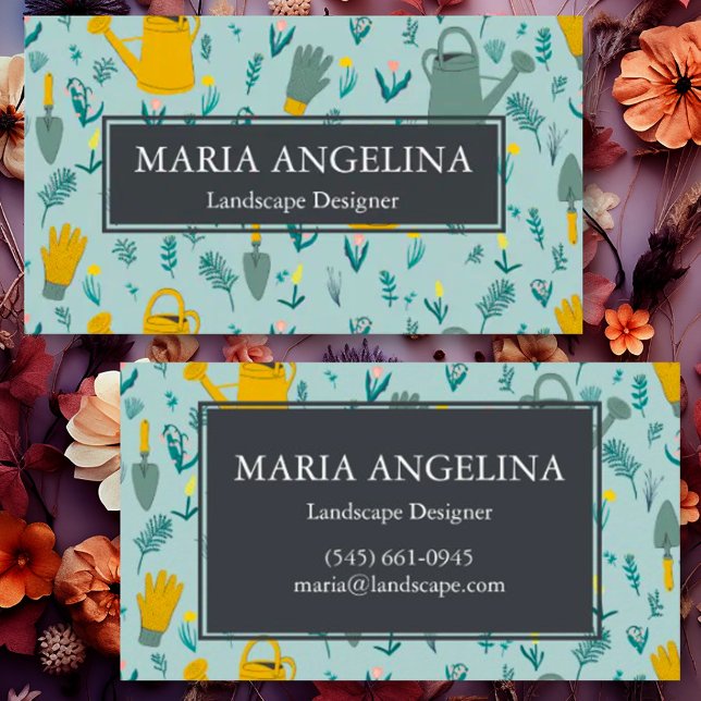  modern Coola för trädgårdsodling Visitkort (Sweet custom business card with a gardening design)
