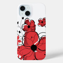 Modern Coola Girly Red and Black Flowers