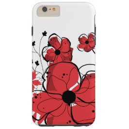 Modern Coola Girly Red and Black Flowers