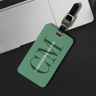 Modern Coola Grönt, fetstil Monogram Bagagebricka