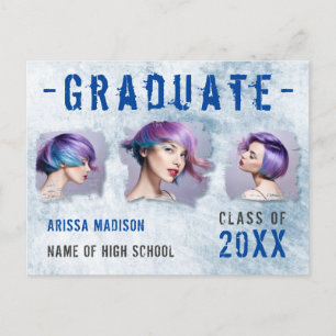 Modern Coola Grunge 3 Photo Blue Grad-meddelande Vykort