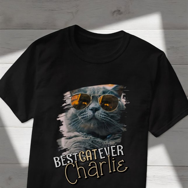Modern Coola Grunge Anpassningsbar Pet Cat Photo T Shirt (Skapare uppladdad)