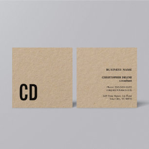 Modern Coola Kraft Black Monogram Consultant Fyrkantigt Visitkort