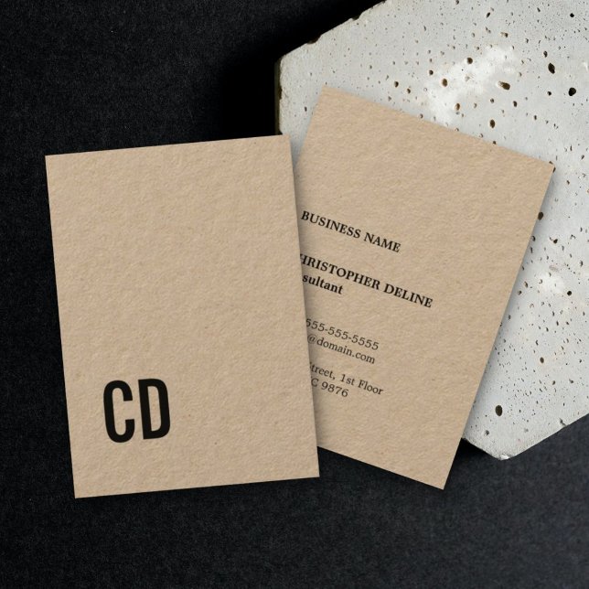 Modern Coola Kraft Black Monogram Consultant Visitkort (Skapare uppladdad)