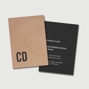 Modern Coola Kraft Papper Black Monogram Consultan Visitkort