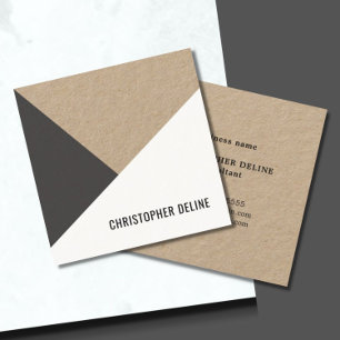 Modern Coola Kraft Papper Grått White Geometric Fyrkantigt Visitkort