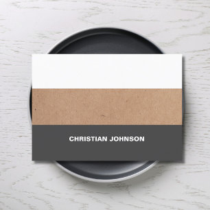 Modern Coola Kraft Papper Grått White Rand Visitkort