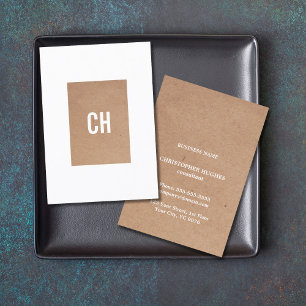 Modern Coola Kraft Papper (tryckt) White Monogram Visitkort