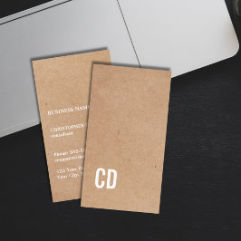 Modern Coola Kraft Papper White Monogram Consultan Visitkort