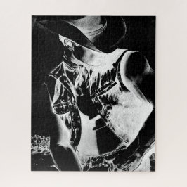 Modern Coola Masculine Black and White Cowboy Art Pussel