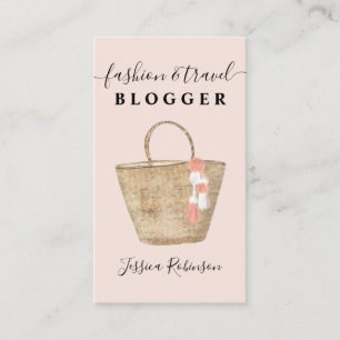Modern coola mode bloggare-rosa med giglicksskript visitkort