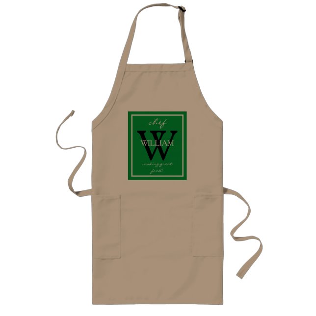 Modern Coola Monogram Chef's NAMN producerar under Långt Förkläde (Framsidan)