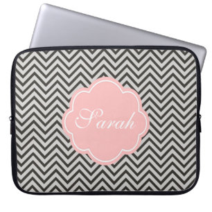 Modern, coola, mörk kaffe och grått chevron laptop fodral