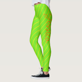 Modern Coola Neon Gult Grönt Orange stripe-Chic Leggings